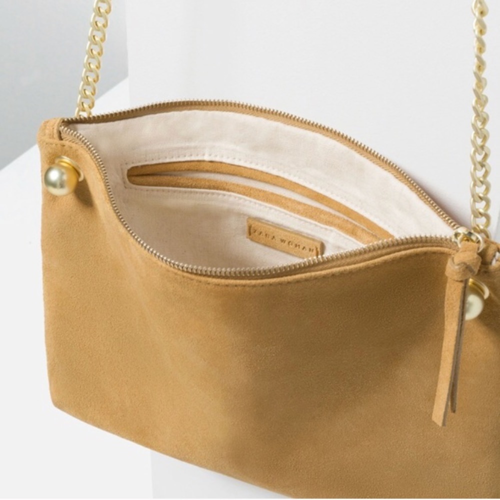 ZARA 100% LEATHER CROSSBODY BAG BRAND NEW WITH TAGS GOLD CHAIN STRAP